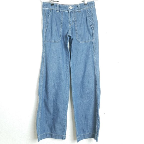 Pilcro and the Letterpress Pants - Anthropologie Pilcro and the Letterpress Wide Leg Chambray Pants Jeans